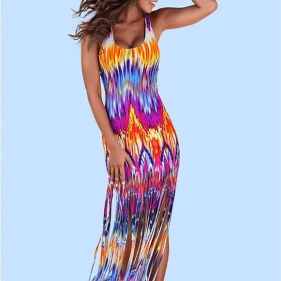 maxi dress with fringe bottom